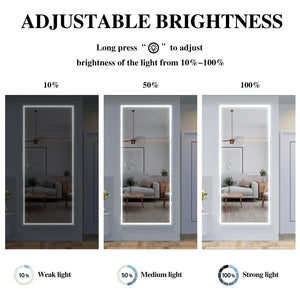 English Elm Extra Oversized LED Bathroom Mirror 84x36 with Aluminum Frame, 3-Color Dimmable Lighting, Versatile Mounting W708131919