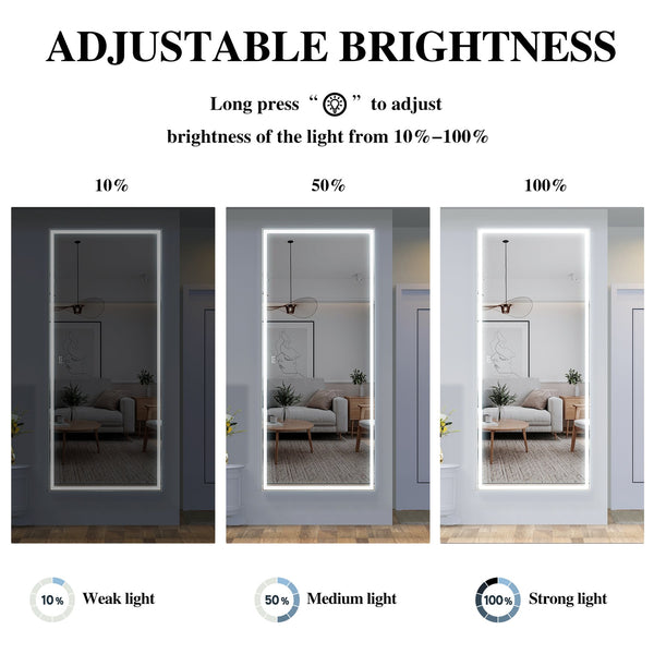 English Elm Extra Oversized LED Bathroom Mirror 84x36 with Aluminum Frame, 3-Color Dimmable Lighting, Versatile Mounting W708131919