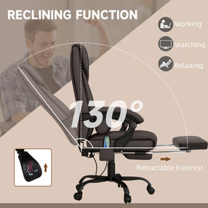 English Elm High Back Massage Office Chair With 6-Point Vibration, Reclining Footrest & Lumbar Heat, Brown W2225141055