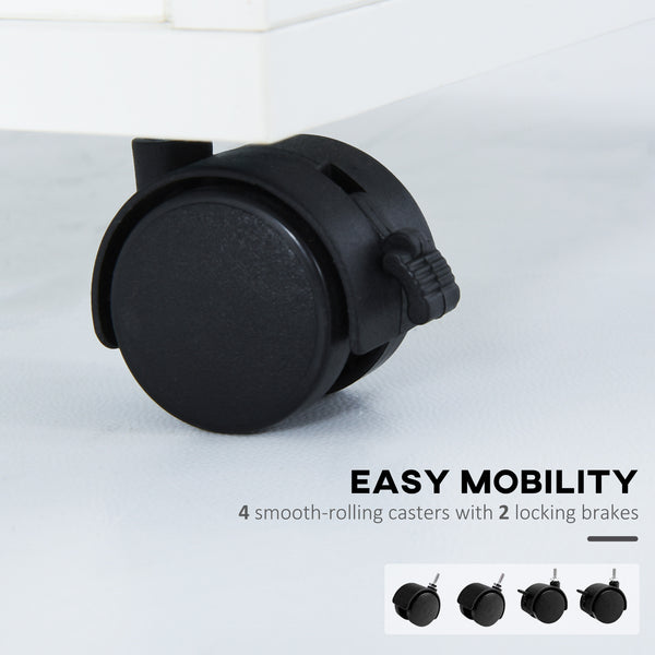 English Elm Mobile Mobile Storage Cabinet Organizer with Drawer & Door, Mobile Printer Stand on Castors, White W2225141051