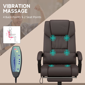 English Elm High Back Massage Office Chair With 6-Point Vibration, Reclining Footrest & Lumbar Heat, Brown W2225141055