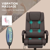 English Elm High Back Vibration Massage Office Chair With 6 Points, Hight Adjustable Computer Desk Chair, Reclining Office Chair With Retractable Footrest and Remote, Brown