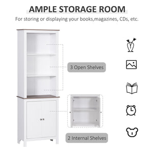English Elm 69'' Freestanding Storage Cabinet - 69'' white linen tower with 3-tier shelves, double-door cabinet, anti-tip design, versatile home organizer W2225141198