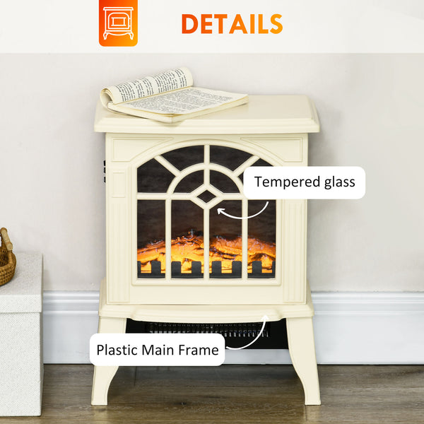 English Elm HOMCOM 18" Electric Fireplace Stove with Realistic LED Flames, 750/1500W Heat, Tip-Over Safe Cozy Ambience W2225141201