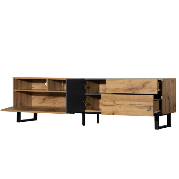 English Elm Modern TV Stand 42" Console for Large TVs, Sturdy 110lb Capacity, Double Storage & Drop Door Design Wood WF303474AAQ
