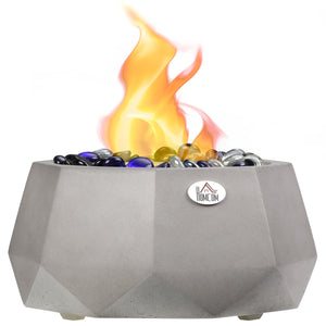 English Elm Concrete Tabletop Fireplace 9" Light Grey Portable Ethanol Firepit with Lid — Cozy Heat, Stylish Geometric Design, Safe Indoor/Outdoor Ambience W2225141040