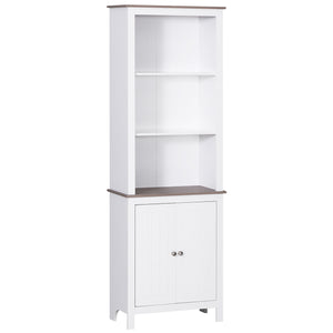 English Elm 69'' Freestanding Storage Cabinet - 69'' white linen tower with 3-tier shelves, double-door cabinet, anti-tip design, versatile home organizer W2225141198