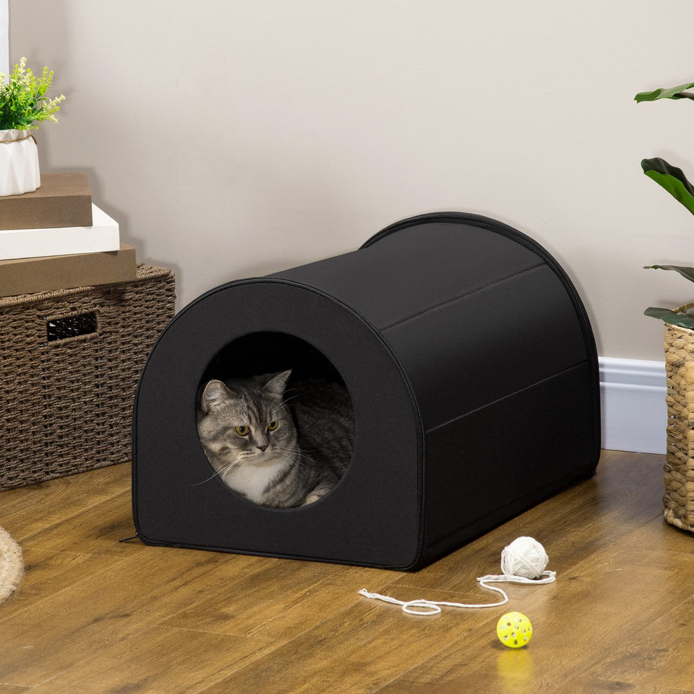 English Elm Dome Insulated Heated Cat House with Waterproof Oxford Fabric, Heated Pad & Berber Fleece Cozywn W2225141117
