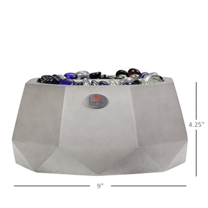 English Elm Concrete Tabletop Fireplace 9" Light Grey Portable Ethanol Firepit with Lid — Cozy Heat, Stylish Geometric Design, Safe Indoor/Outdoor Ambience W2225141040