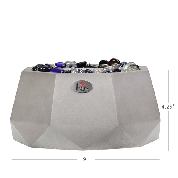 English Elm Concrete Tabletop Fireplace 9" Light Grey Portable Ethanol Firepit with Lid — Cozy Heat, Stylish Geometric Design, Safe Indoor/Outdoor Ambience W2225141040