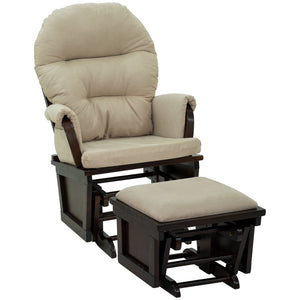 English Elm Nursery Plush Glider Rocking Chair with Ottoman, Overstuffed Linen Cushion, Stable Wood Base, Cream W2225141048