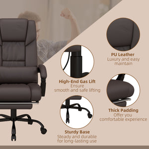 English Elm High Back Massage Office Chair With 6-Point Vibration, Reclining Footrest & Lumbar Heat, Brown W2225141055