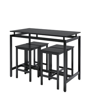 English Elm 5 Industrial Dining Table Set for 4 with 4 Bar Stools, Waterproof Metal Frame, Space-Saving Design, Durable Counter Height W578118710