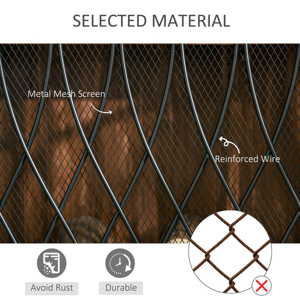 English Elm 3-Panel Folding Fireplace Screen with Heavy-Duty Metal Mesh Spark Guard, Rust-Resistant Black 49.5" W2225141038