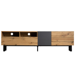 English Elm Modern TV Stand 42" Console for Large TVs, Sturdy 110lb Capacity, Double Storage & Drop Door Design Wood WF303474AAQ