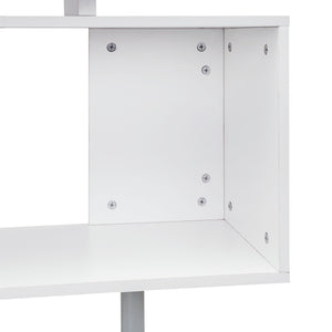 English Elm 55" 360° Rotating Corner Desk - Modern L-Shaped Home Office Workstation with 3-Tier Shelves & Cubby Storage, White W2225141052