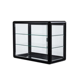 Hearth and Haven Tempered Glass Counter Top Display Showcase with Sliding Glass Door and Lock, Standard Aluminum Framing with Sliding Glass Door and Lock-Display Cabinet W2221139480 W2221139480