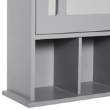 English Elm Kleankin Bathroom Medicine Cabinet With Mirror, Wall Mounted Mirror Cabinet With Door and Storage Shelves, Gray