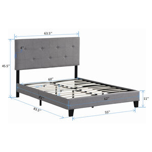 English Elm Queen Upholstered Platform Bed Frame With Elegant Button Tufted Headboard, No Box Spring Required W2297140920-GIGA