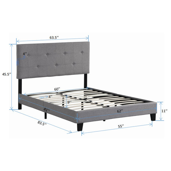English Elm Queen Upholstered Platform Bed Frame With Elegant Button Tufted Headboard, No Box Spring Required W2297140920-GIGA