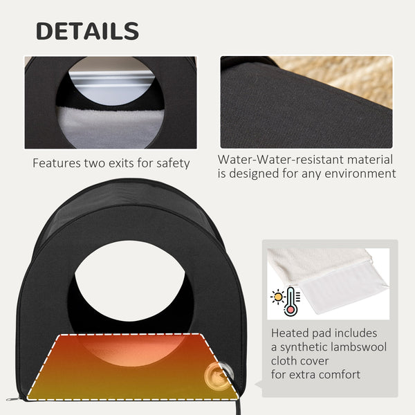 English Elm Dome Insulated Heated Cat House with Waterproof Oxford Fabric, Heated Pad & Berber Fleece Cozywn W2225141117