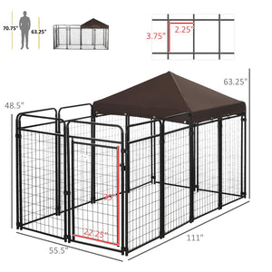 English Elm Dog Kennel Outdoor Steel Enclosure with Shade Roof for Large Breeds Walk-in W2225141105