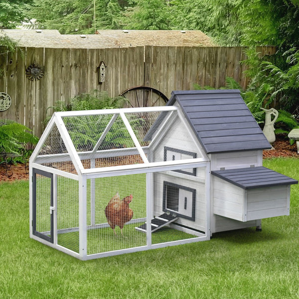 English Elm 65" Wooden Backyard Chicken Coop with Detachable Run Nesting Box and Roosting Bars W2225141103