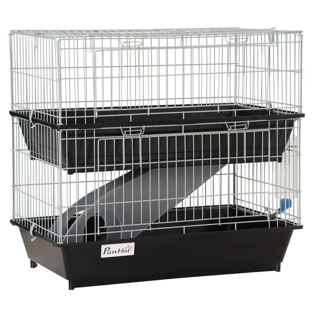 English Elm 2-tier Small Animal Habitat with Ramp Pull-out Trays Dual Access for Ferrets Mice W2225141091