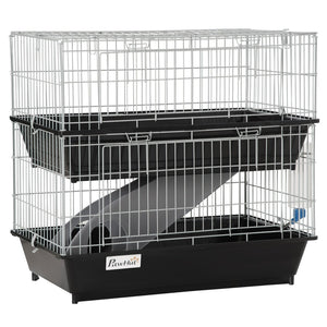 English Elm 2-tier Small Animal Habitat with Ramp Pull-out Trays Dual Access for Ferrets Mice W2225141091