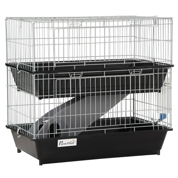 English Elm 2-tier Small Animal Habitat with Ramp Pull-out Trays Dual Access for Ferrets Mice W2225141091