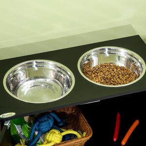 English Elm Magnetic-Door Raised Dog Feeding Station with 44L Storage, Stainless Bowls, Magnetic Seal, Black W2225141109
