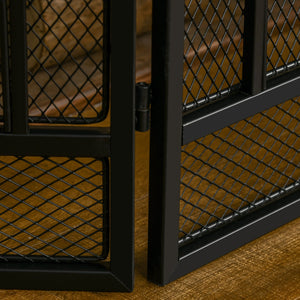 English Elm 3-Panel Folding Fireplace Screen with Heavy-Duty Metal Mesh Spark Guard, Rust-Resistant Black 49.5" W2225141038