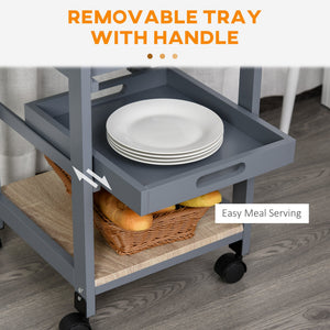 English Elm Mobile Rolling Kitchen Island with Drawer, Slide-Out Wire Basket, Oak Grain Top, Smooth Casters, Compact Storage Cart W2225141199