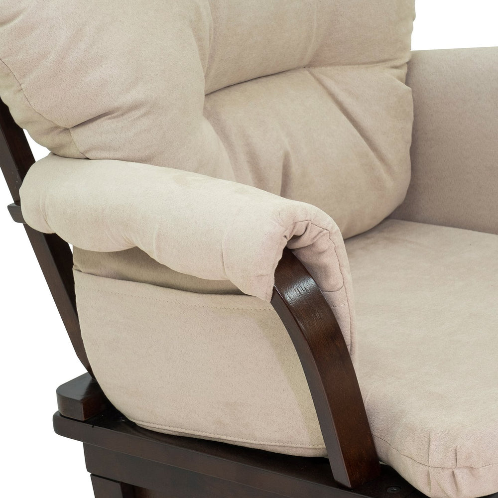 English Elm Nursery Plush Glider Rocking Chair with Ottoman, Overstuffed Linen Cushion, Stable Wood Base, Cream W2225141048