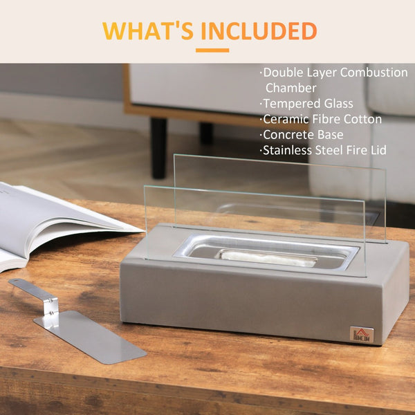 English Elm Tabletop Concrete Fireplace - 13" Indoor/Outdoor Bioethanol Fire Pit For Cozy Ambience & Style W2225141041-GIGA