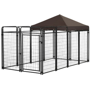 English Elm Dog Kennel Outdoor Steel Enclosure with Shade Roof for Large Breeds Walk-in W2225141105