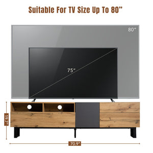 English Elm Modern TV Stand 42" Console for Large TVs, Sturdy 110lb Capacity, Double Storage & Drop Door Design Wood WF303474AAQ