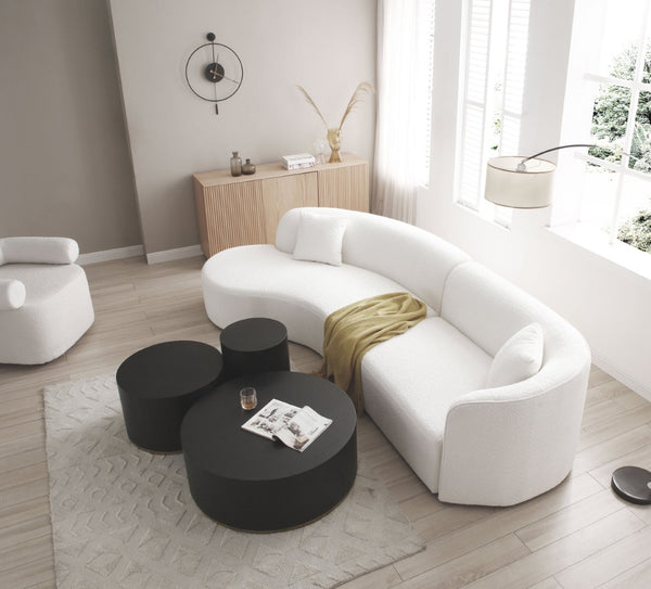 English Elm Luxury Boucle Curved Sectional Sofa with Chaise Cloud Comfort Living Room Seating W876S00101