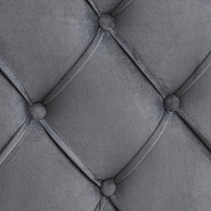 English Elm Velvet Queen Platform Bed Charcoal Gray — Button Tufted Winged Headboard, 600LB Slat Support, Easy Assembly W2297141187