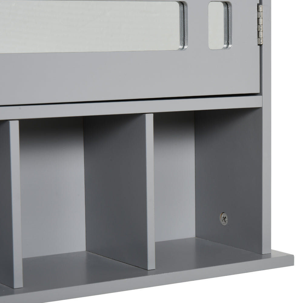 English Elm Kleankin Modern Wall-Mounted Medicine Cabinet With Mirror & Shelves - Space-Saving Gray Storage Solution W2225141049