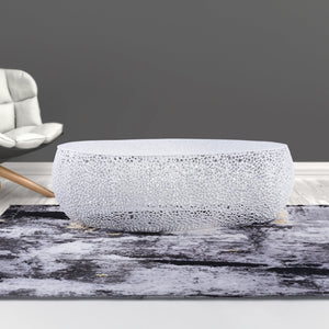 English Elm T3601-50 Oval Coffee Table with Cast Aluminum Frame, Sleek Modern Contemporary Centerpiece for Living Rooms White B009140733