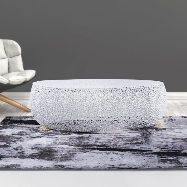 English Elm T3601-50 Oval Coffee Table — Sleek Cast Aluminum Frame, Modern Contemporary Centerpiece for Stylish Living Rooms White G150108427