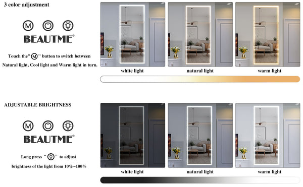 English Elm Extra Oversized LED Bathroom Mirror 84x36 with Aluminum Frame, 3-Color Dimmable Lighting, Versatile Mounting W708131919