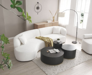 English Elm Luxury Boucle Curved Sectional Sofa with Chaise Cloud Comfort Living Room Seating W876S00101