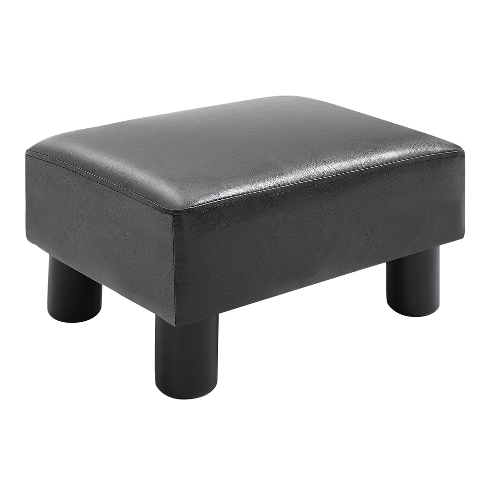English Elm Ottoman Small Foot Rest with Faux Leather Upholstery, Rectangular Padded Foam Seat, Lightweight Durable Stool W2225141030
