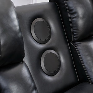 English Elm Ms Faux Leather Power Reclining Sectional with Led Lighting and Bluetooth Speakers W1805S00184