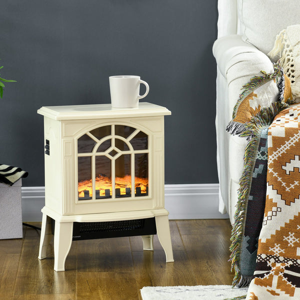 English Elm HOMCOM 18" Electric Fireplace Stove with Realistic LED Flames, 750/1500W Heat, Tip-Over Safe Cozy Ambience W2225141201