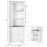 English Elm 69'' Freestanding Storage Cabinet, Bathroom Linen Tower, Kitchen Cupboard, Buffet Cabinet, Bookcase With Double Door 3-Tier Shelf For Home Office, White