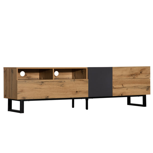 English Elm Modern TV Stand 42" Console for Large TVs, Sturdy 110lb Capacity, Double Storage & Drop Door Design Wood WF303474AAQ