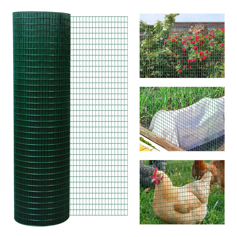English Elm PawHut 98' x 35.5" PVC-Coated Steel Hardware Cloth Roll, 1/2 x1" Mesh for Garden & Poultry Defense W2225141112